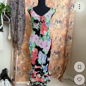 Mannequines 100% Silk Floral Midi Dress